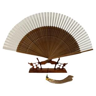 日式和风中国风男竹柄折扇子6寸双面串面香纸扇空白色书法工笔画