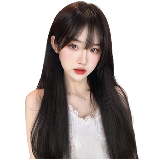 假发女长发全头套真人发丝黑长直自然无痕双递针整顶辫子发假发套