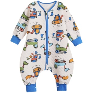 宝宝连体睡衣秋冬款纯棉儿童保暖睡袋春秋夹棉男童女童连身居家服