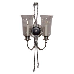 纽约下城公园进口新古典铜质镀银雅致绳索锁链飓风烛台壁饰