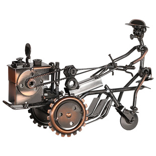 拖拉机模型可旋转滑动复古工业风怀旧纯手工艺品趣味铁艺金属摆件