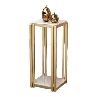 新中式双层岩板花架现代轻奢方形展台客厅酒店展架置物架阳台花架