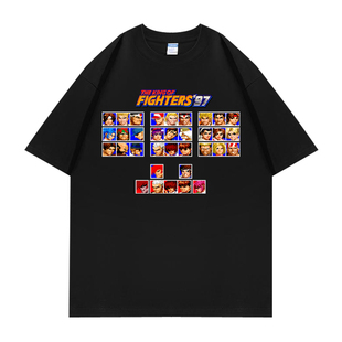 街机游戏周边拳皇1997八神庵草薙京火神图案印花周边短袖T恤衣服