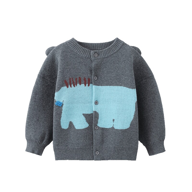 [100%棉抗静电起球]齐齐熊宝宝毛衣开衫春秋款男童外套儿童针织衫