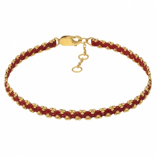 睿洲 纯18K金芝麻手链编织蜡线蜡绳红绳钻石手链本命年礼物送闺蜜