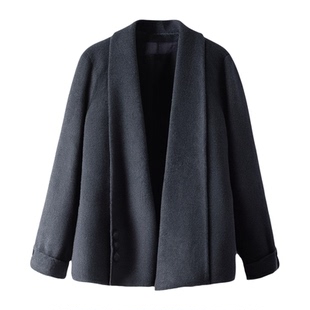 开衫斗篷大衣双面羊绒短款小个子秋冬女装羊毛呢外套呢子上衣披风
