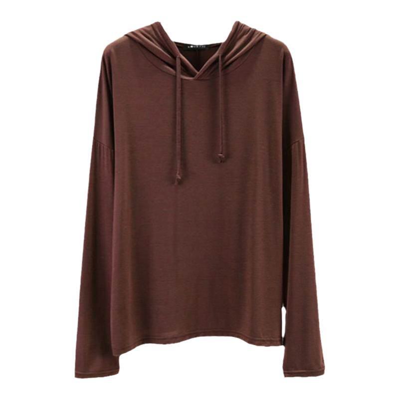 莫代尔长袖t恤女春秋连帽打底衫