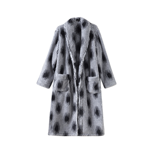 法兰绒睡袍女冬季新款加厚加绒长款系带浴袍轻奢睡衣家居服套装