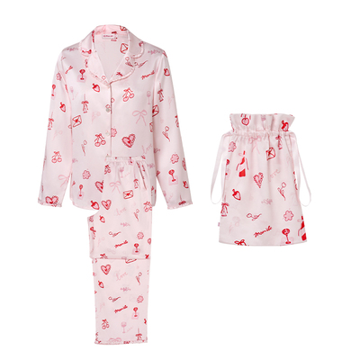 MANITO/曼尼陀Love Notes 女士桑蚕丝睡衣套装樱桃爱心情人节礼物