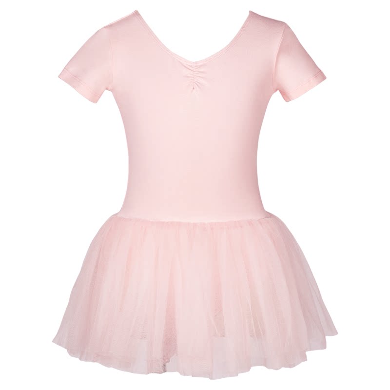 舞蹈服儿童女长袖练功服演出服裙子女童芭蕾舞裙粉色表演跳舞纱裙