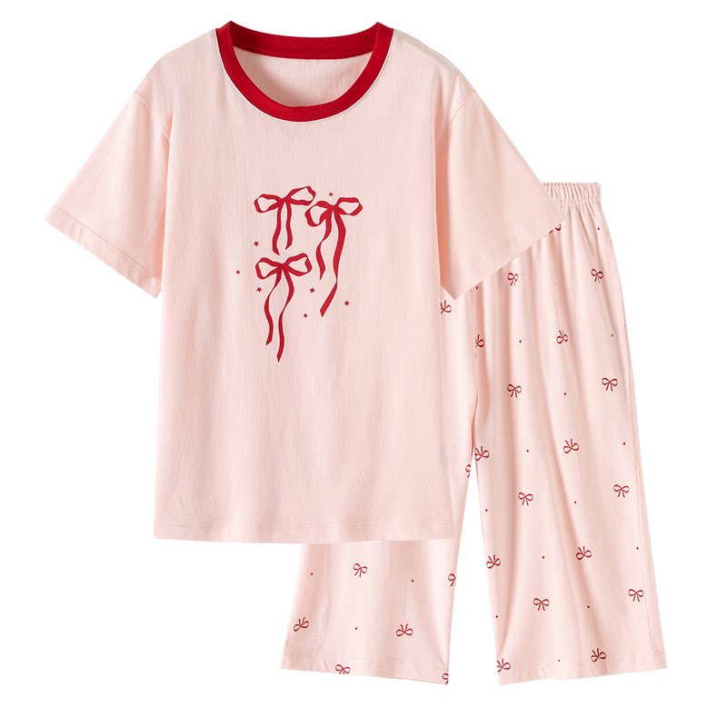 顶瓜瓜100%棉短袖睡衣女孩夏季