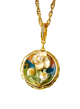 18K电镀中古油画风项链