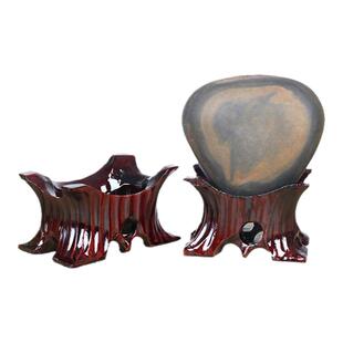 c105c根雕底座奇石凹槽鹅卵石实木托架免挖槽石头泰山石底托