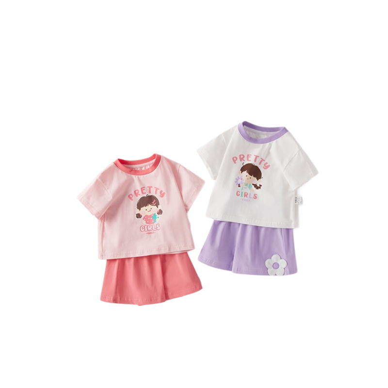 [抗菌]女童套装夏款儿童薄款婴童夏装宝宝短袖两件套婴儿衣服夏季