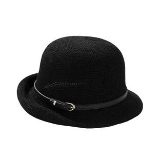 薄款帽子女夏季名媛风亚麻防晒圆顶渔夫帽时尚百搭遮阳沙滩小礼帽