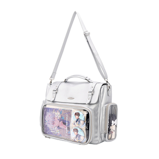 木与石斜挎痛包双肩包包大食量大容量电脑包通勤背包10cm娃包银色