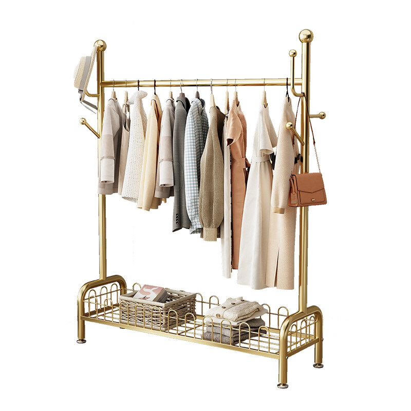 衣架落地简易置地晾衣架阳台家用挂衣架室内晾衣杆折叠单杆衣帽架