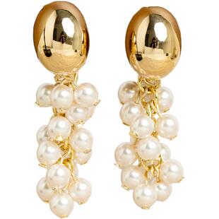 原创超耗时高定手工S家珍珠葡萄度假风耳坠饰无耳洞女蚊香盘耳夹