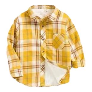 男女童加绒加厚衬衫2冬季儿童新款3男宝宝保暖格子4衬衣长袖5外套