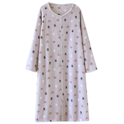 摇粒绒睡袍女浴袍睡裙女秋冬季