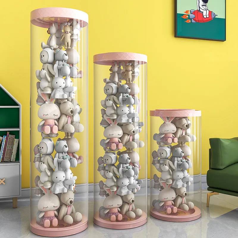 拉链款娃娃收纳桶毛绒玩具筒神器玩偶公仔整理筐篮收纳儿童透明箱