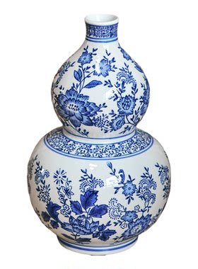 伽罗生活《青花葫芦瓶》青花缠枝福禄瓶吉祥寓意葫芦瓶新中式花瓶