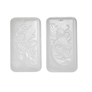 和合玉器和田玉羊脂白玉龙凤对牌玉石玉牌龙凤凰新婚情侣礼物一对