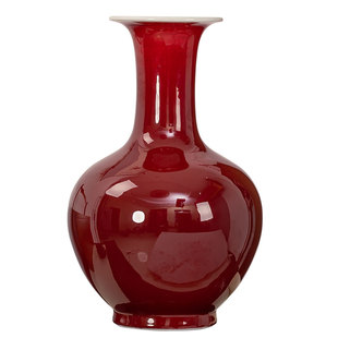 景德镇陶瓷花瓶郎红釉瓷瓶客厅电视柜插花大号中式瓷器摆件装饰品