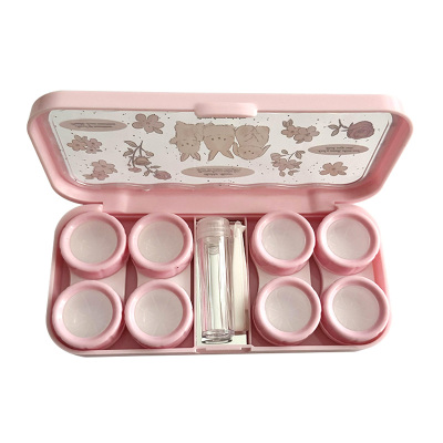 2025新款可爱隐形眼镜盒子美瞳盒护理收纳盒便携式多副伴侣双联盒