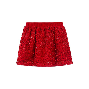 女童半身裙新款儿童珠片闪闪亮片短裙子A字秋冬装公主裙新年童装