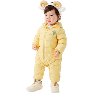 巴拉巴拉宝宝羽绒服连体衣婴儿衣服冬装新款儿童加厚哈衣男童女童