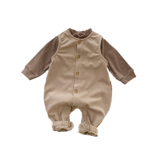 男宝宝春秋季背带裤长袖T恤套装婴儿半高领打底衫女童无袖连体衣