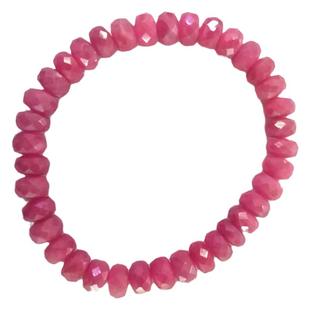 无烧红宝石手链原石车轮天然刻面红刚玉手串切面算盘珠首饰品礼物