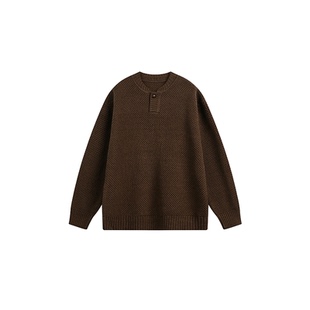 GOKIGA宫崎迦秋冬季潮流复古亨利领毛衣男休闲宽松套头针织衫2603