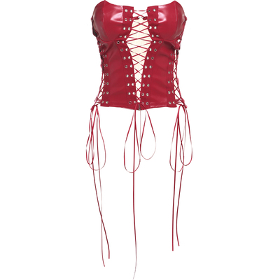 KLIOU性感拽姐风镂空系带抹胸