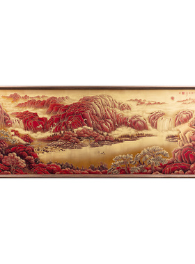 鸿运当头客厅办公室装中式山水画
