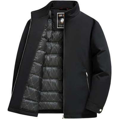 雪中飞中老年爸爸装鹅绒羽绒服男