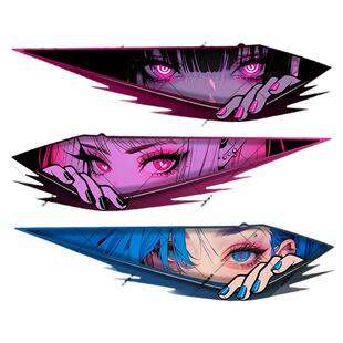 二次元车贴眼神杀JDM少女电动摩托车贴电脑机箱行李箱防水贴纸