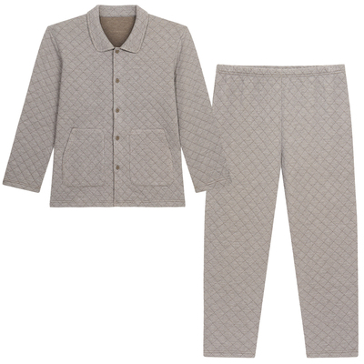 铜牛原液千鸟格暖棉翻领家居男套 秋冬新款套装男NJ060
