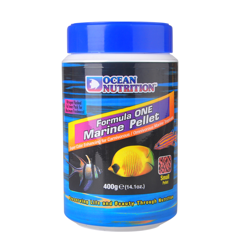 美国海洋牌鱼饲料大中小加蒜颗粒鱼食薄片荤食素食海水鱼开口鱼粮