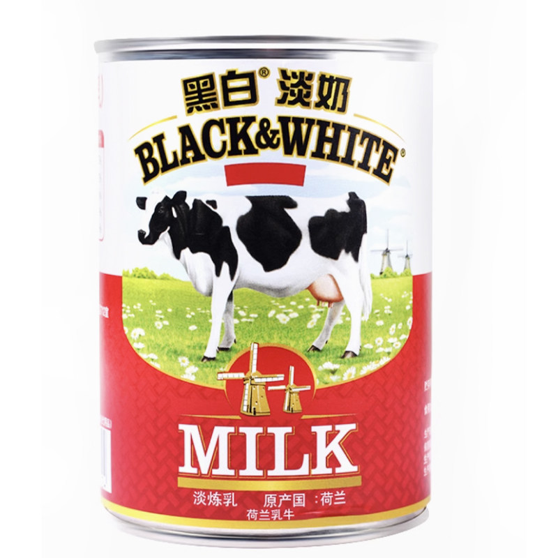 荷兰进口黑白淡奶全脂港式奶茶店专用咖啡拿铁烘焙原料商用400g