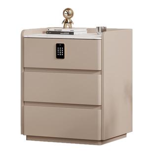 免安装全实木床头柜简约现代轻奢收纳柜三抽落地带锁奶油风储物柜