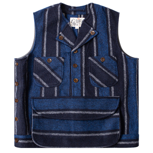Secondorder FW24 Hunting Vest 复古侧开磨毛美式条纹猎装马甲