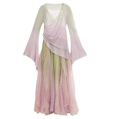 古典舞蹈新款渐变纱衣演出服套装