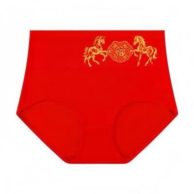 属马本命年高腰纯棉女红内裤抗菌