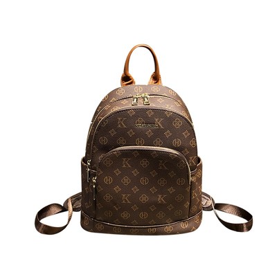 香港品牌复古时尚印花休闲双肩包