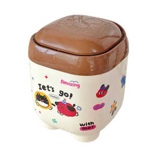 弹盖卡通垃圾桶桌面客厅寝室卧室厨房办公室带盖可爱少女心收纳桶