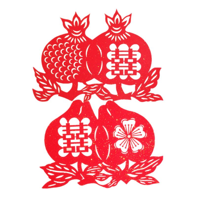 植绒布石榴桃梦喜缘结婚新房布置