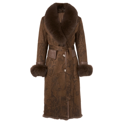 马天奴狐狸打毛领兔毛皮草外套