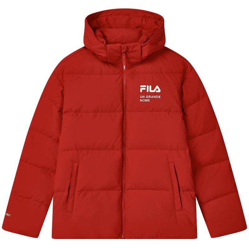 FILA斐乐官方情侣羽绒服短款冬季宽松运动连帽保暖男女同款厚外套